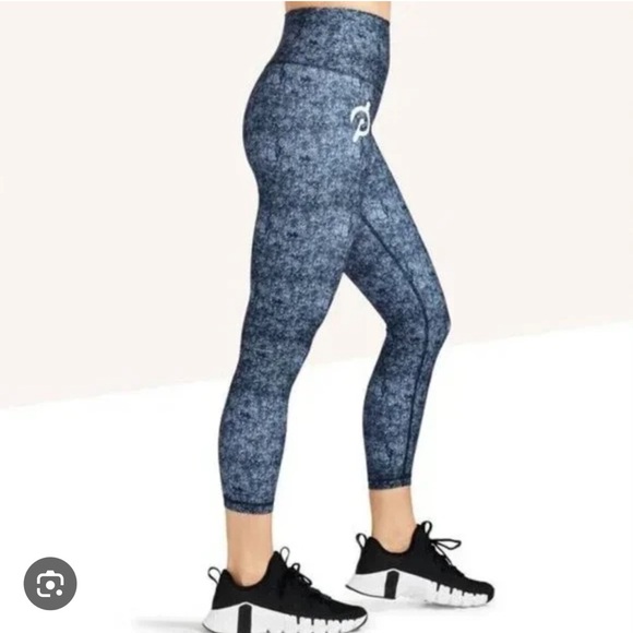 Peloton Blue Cadence Crop Leggings High Waist Athletic Workout Cycling‎ L - Picture 3 of 9